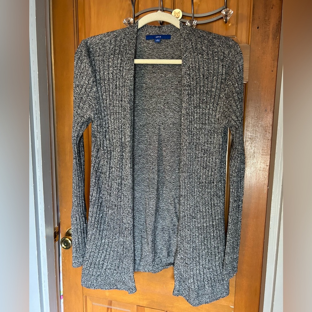 Tunic length open sweater